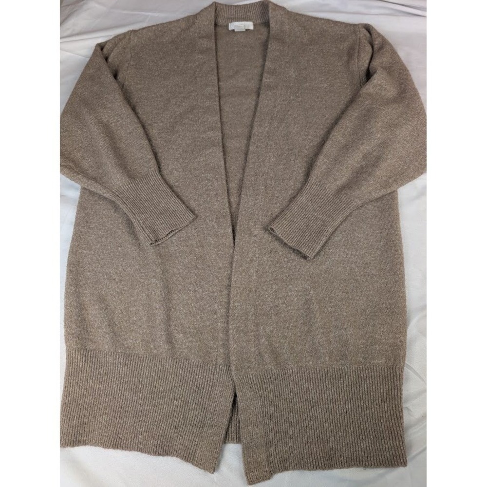 H&M Cardigan Wool Blend Taupe Longline Knit Cardigan Sweater Women's S - Picture 2 of 10